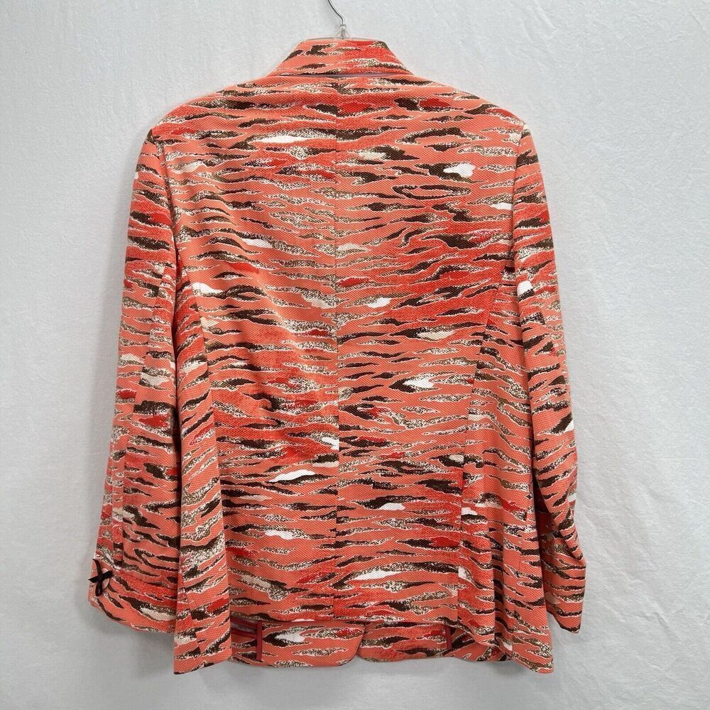 Algo of Switzerland Blazer Jacket Women XL Art To Wear Animal Print Orange Funky - Picture 7 of 13